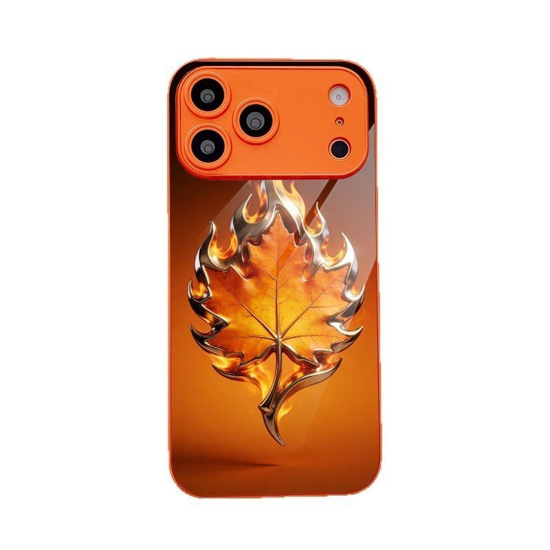Flame Maple Leaf Thích hợp cho iPhone17Pro / 16 / 15 / 14 / 13Promax Xingyu Vỏ kính cường lực màu cam