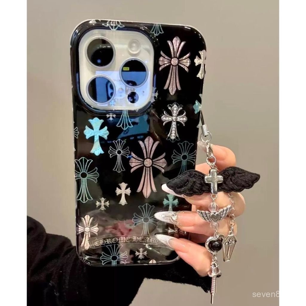 Ốp Điện Thoại Thích Hợp Cho iPhone 11 12 13 14 15 16 17 Pro max Plus Air Sweet Cool Pink Black Cross Vỏ Bảo Vệ Chống Sốc Bao Gồm Tất Cả RWNY