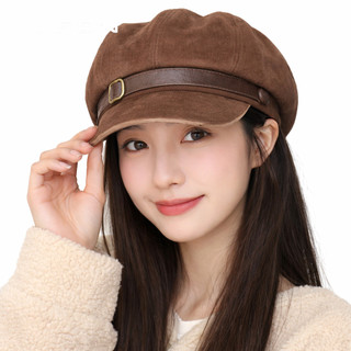 Mũ Newsboy Retro Nữ Hình Bát Giác Mặt Nhỏ | Phiên Bản Hàn Quốc Với Họa Tiết Da Lộn | Thu Đông Bán Chạy