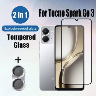 Bảo vệ màn hình kính cường lực 2 trong 1 Tecno Spark Go 3 cho Tecno Spark Go 2024 2 1S 1 30 30c 20 4G 5G 9D Phim bảo vệ kính & Phim ống kính máy ảnh