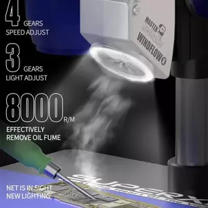 Quạt xả MECHANIC WindFlow X có đèn Công cụ xả khói mạnh mẽ Thích hợp cho kính hiển vi Hàn và sửa chữa điện thoại PCB