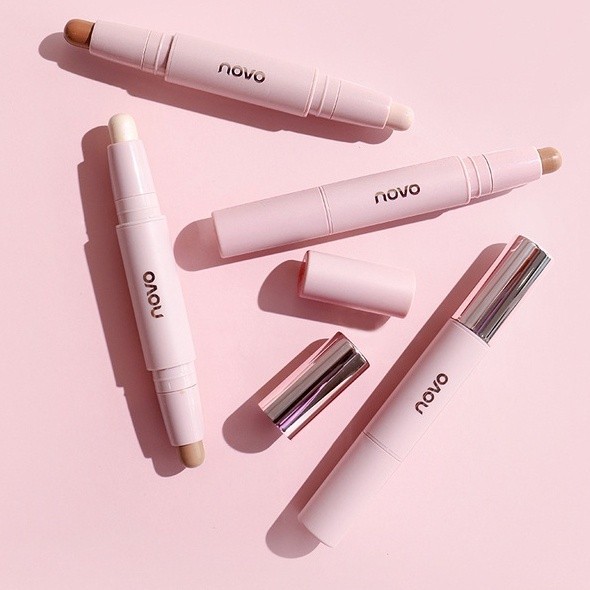 Bút Highlight Tạo Khối 2 Đầu NOVO Dạng Thỏi Kem Bắt Sáng Tạo Khối Trang Điểm Gương Mặt 2 Trong 1