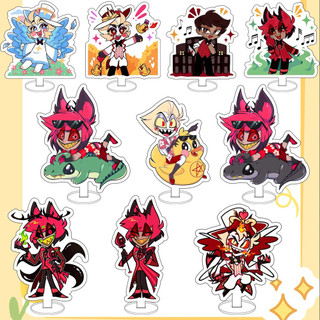 For Anime Hazbin Hotel Vox Alastor Lucifer Morningstar Q Version 10cm Acrylic Stand Desktop Ornament Cartoon Cute