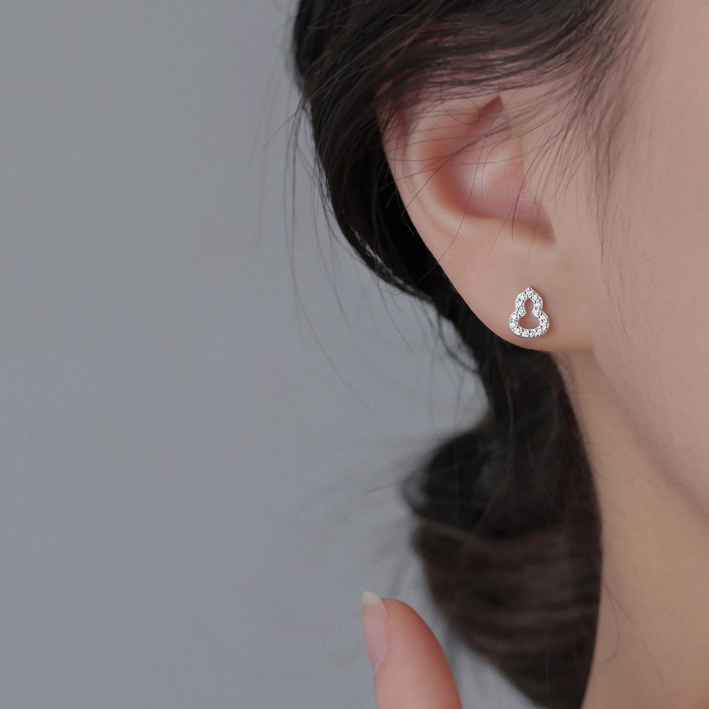 Bông tai bầu kim cương đầy đủ bạc S925