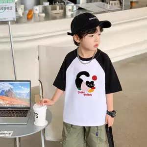 Trẻ Em, Dáng Vừa, Cổ Tròn, Baju Budak, Mùa Hè, Thích Hợp 1-13 Tuổi, Áo Thun, Phong Cách Hàn, Làm Bằng Cotton