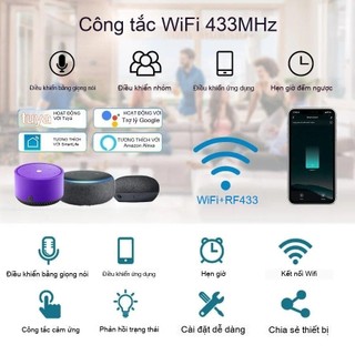 Công Tắc Đèn Thông Minh Tuya WiFi RF433 - Tương Thích Alexa Google Home Gắn Tường Chuẩn Mỹ