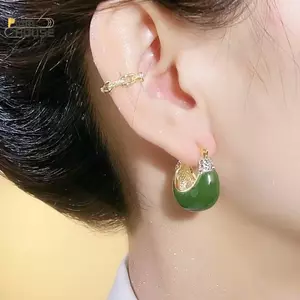 Bông tai PlumHouse cặp nhỏ, màu xanh hợp thời trang, chất liệu zircon phong cách Hàn Quốc, phù hợp dự tiệc