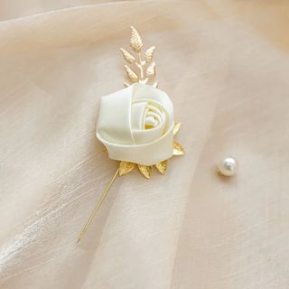 NICOLOO Rose Bud Boutonniere, Giả Ngọc Trai Lụa Chú Chổi Boutonniere, Người Cao Cấp Corsage Chân Cho Tiệc Cưới Trang Trí Dự Tiệc