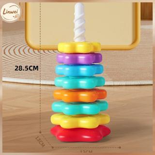 [Linwei] 1 Bộ Montessori Xoay Cầu Vồng Tháp Bé Staing Đồ Chơi Trẻ Em Phát Triển Kỹ Năng Vận Động Trò Chơi Quay Staing Đồ Chơi Quà Tặng Giáo Dục Không