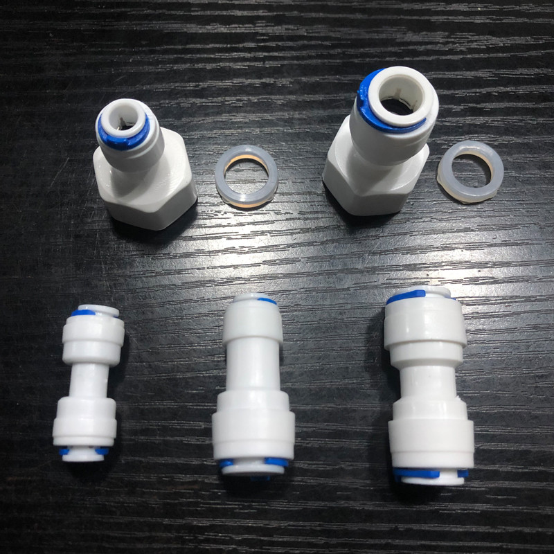 Thẩm thấu ngược Khớp Nối Nhanh 1 / 4 "3 / 8" OD Kết Nối Ống Tee Y Kết Nối 2 Chiều Thẳng RO Nước Ống Nhựa Lắp