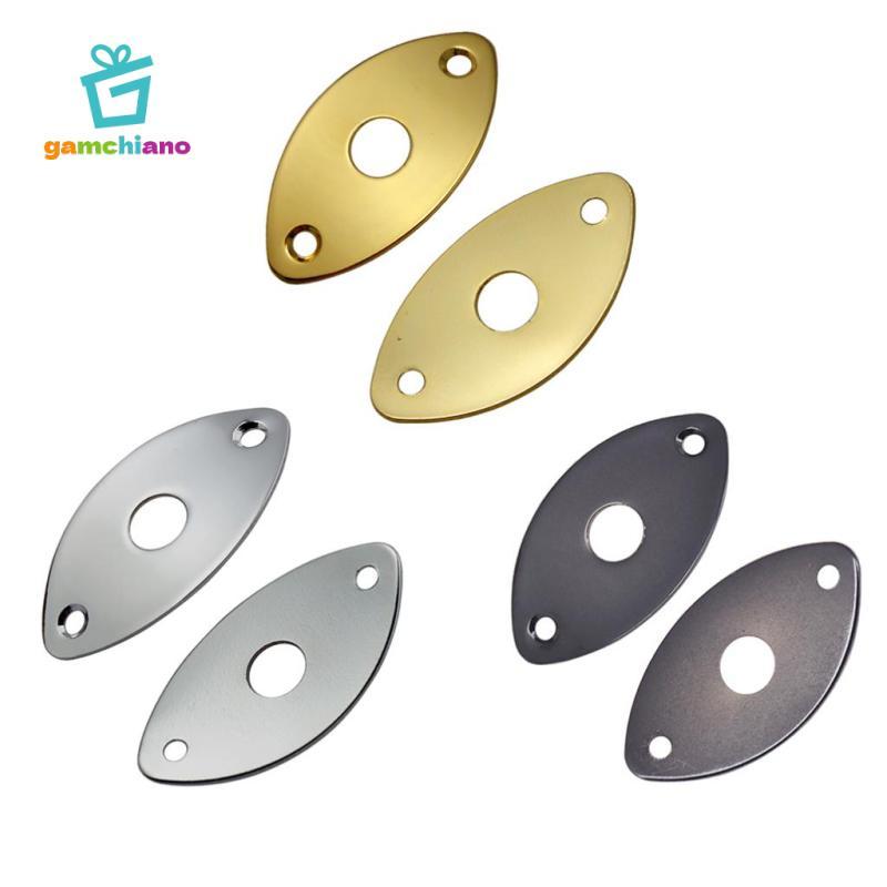 2 Miếng Kim Loại Hình Bầu Dục Cong Jack Đĩa Cho Đàn Guitar Điện Phần Bass Bạc