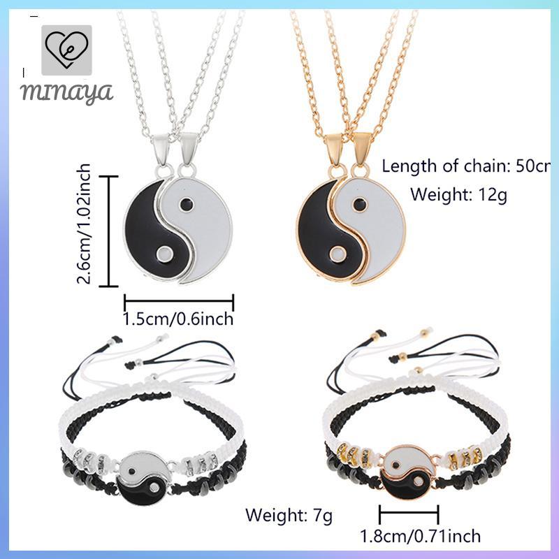 [MINAYA] Tai Chi Âm Dương - Vòng Tay & Dây Chuyền Cặp Đôi, Dây Bện Điều Chỉnh, Phù Hợp Quà Tặng Người Yêu VN