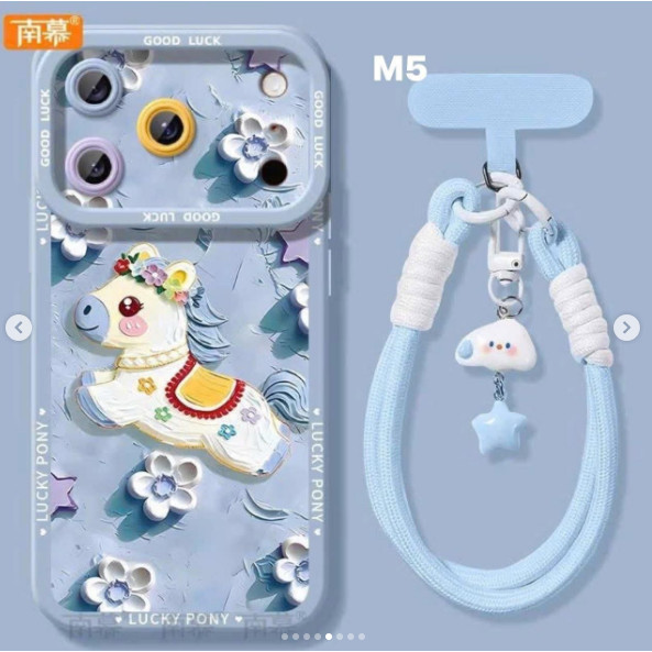 ỐP ĐIỆN THOẠI IN HÌNH NGỰA KÈM MÓC ĐEO TAY (15-17PROMAX)