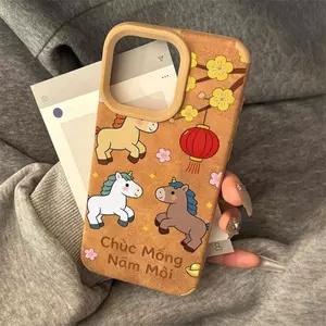 Hoan mã báo xuân cho 17 16 15pro trường hợp điện thoại 14 13 vỏ iPhone16promax nhỏ
