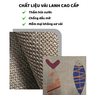 Bộ 2 Thảm Bếp Dệt Vải Lanh Siêu Thấm Hút, Thảm Nhà Bếp Chống Trượt, Thảm Chùi Chân Phòng Tắm Cao Cấp