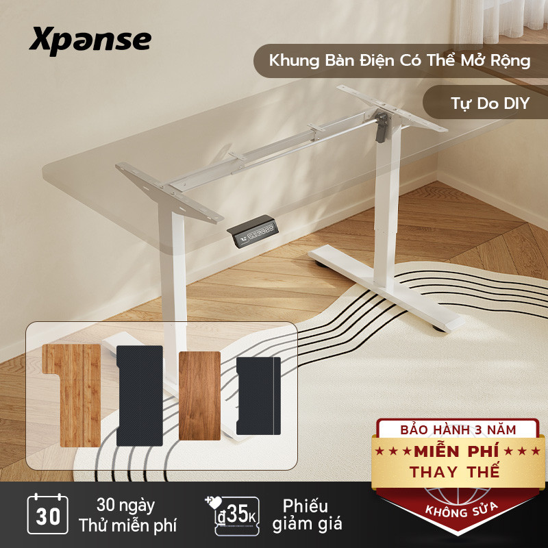 Khung bàn điều chỉnh độ cao bằng điện Xpanse DIY, động cơ SilentCore siêu yên tĩnh, chân thép carbon, cho bàn làm việc và chơi game.