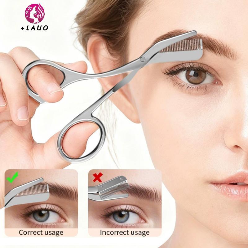 Kéo định hình lông mày 2 trong 1 Springevenstar Withbs, thép không gỉ, kèm chải lông, dụng cụ làm đẹp chuyên nghiệp