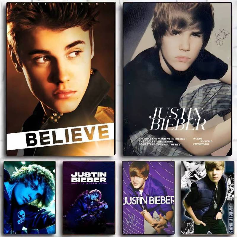 Justin Bieber Ca Sĩ Canvas Poster Nghệ Thuật Treo Tường Cho Phòng Cafe Trang Trí Nhà