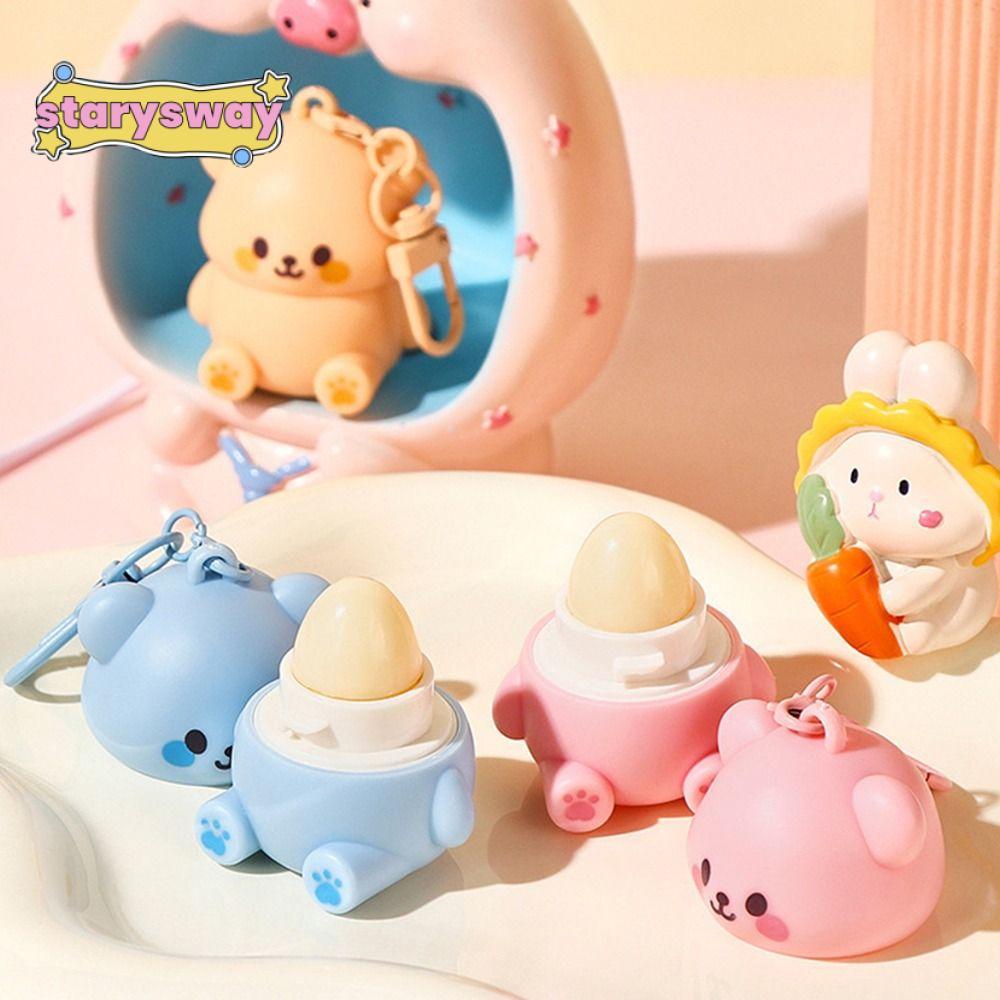 Son bóng STARYSWAY, Son dưỡng môi hình gấu nhỏ 4ml chống khô, Dưỡng ẩm Mini chống nứt có móc khóa Son môi cho trẻ em