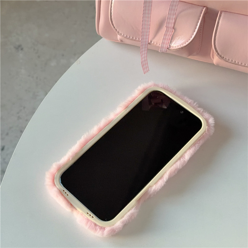 Biểu hiện ngộ nghĩnh Apple 16promax Plush iphone17pro / 14 Vỏ bảo vệ giá đỡ ống kính hoạt hình