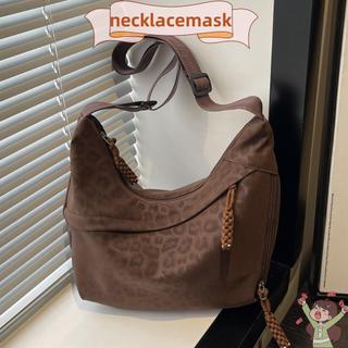 Túi đeo chéo NECKLACEMASK, Hobo in họa tiết da báo dung tích lớn, Tote nhẹ nhiều túi cho nữ