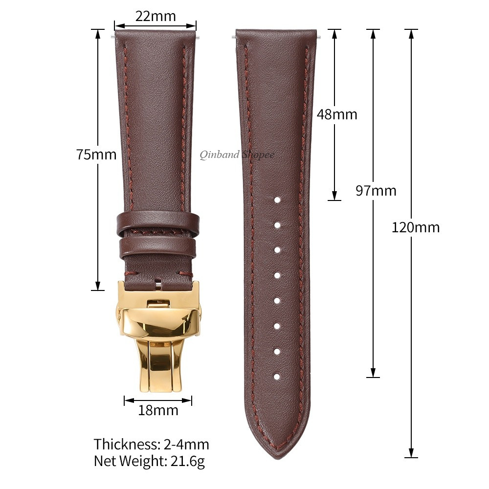 Khóa bướm 4 màu - Dây đeo đồng hồ da thật bằng da bò 12 / 14 / 16 / 18 / 20 / 22mm Dây đeo đồng hồ da phát hành nhanh dành cho nữ Thay thế vòng tay đồng hồ nam