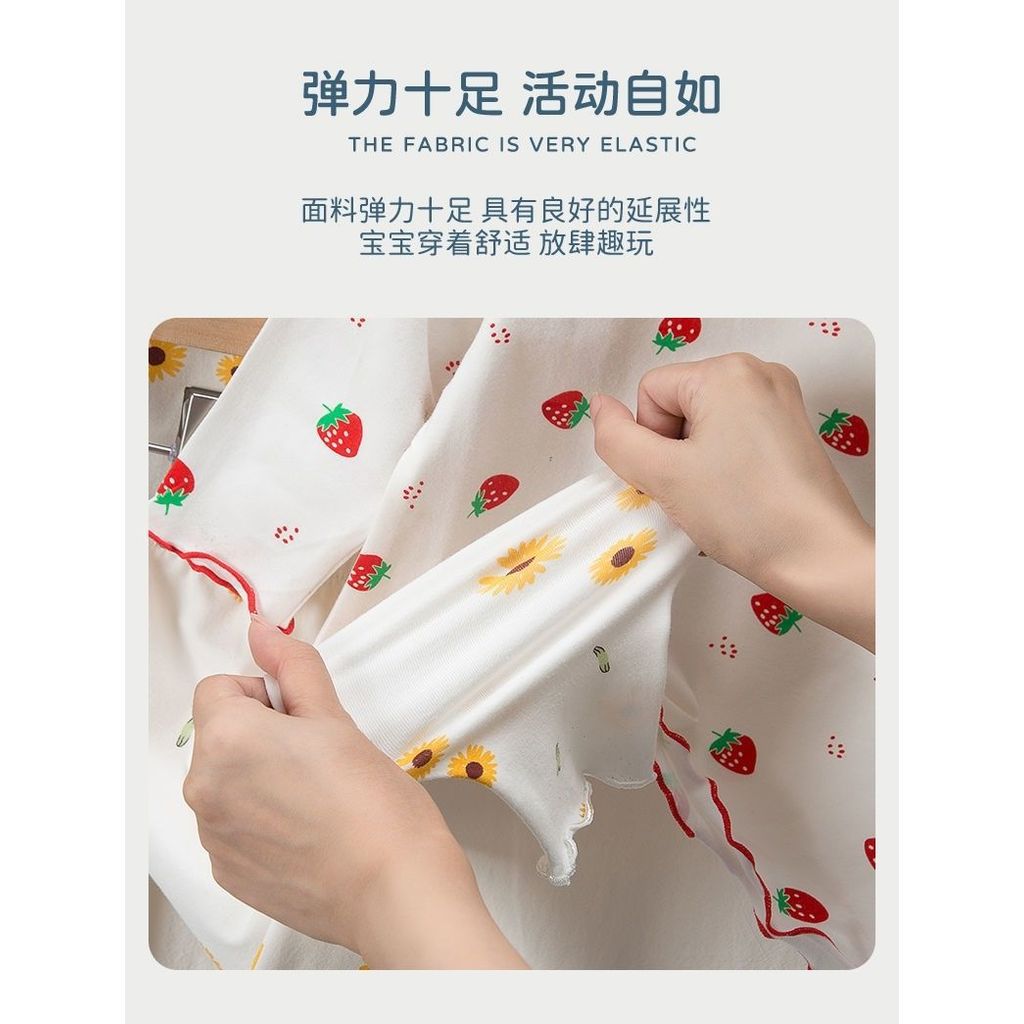 Bé Gái Mỏng Tay Ngắn Loungewear Phù Hợp Với Bộ Đồ Ngủ Mùa Hè Quần Năm Điểm Bộ Đồ Hai Mảnh 80-130 Size 2FOZ