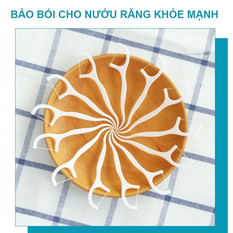 SÉT 50C Tăm Chỉ Nha Khoa Chăm Sóc Răng Miệng Không Xoay Siêu Mịn