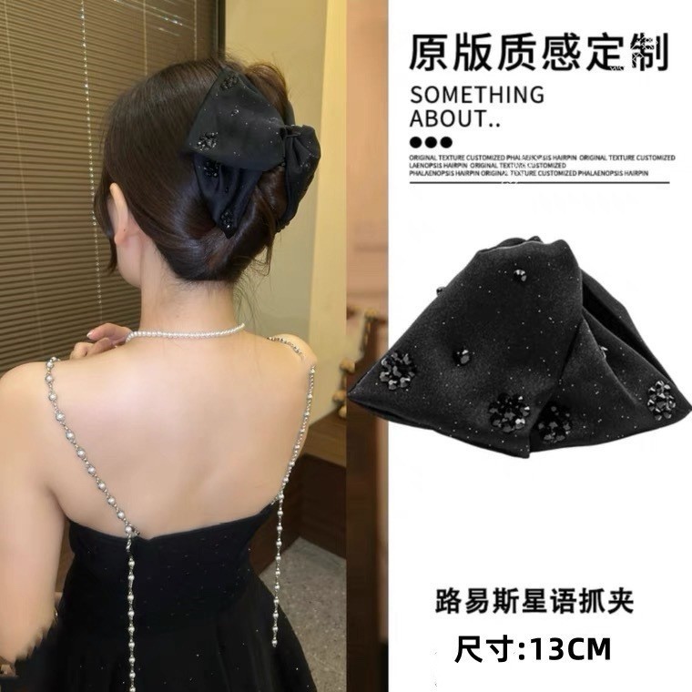 Kẹp tóc cao cấp màu đen Hàn Quốc Kẹp tóc thời trang nơ nữ