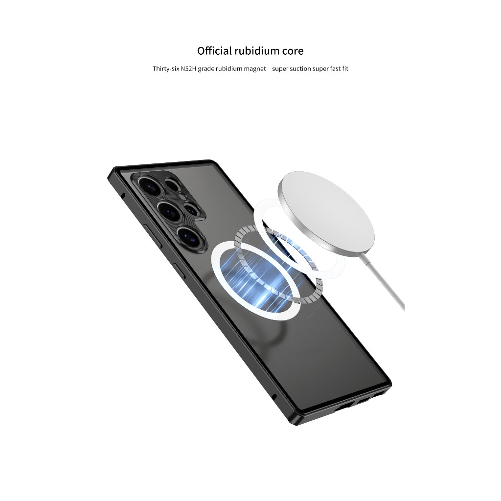 Khóa Từ Khung Kim Loại Nam Châm Sạc Không Dây Mờ Trong Suốt Điện Thoại Dành Cho Samsung S25 S26 Ultra S23 S24 Plus 5G Cover