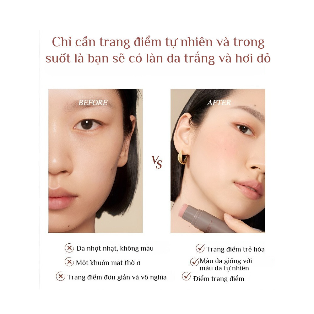 ❤️NÓNG BỎNG❤️Phấn má hồng dạng thỏi / Phấn má hồng mềm mịn / Phấn má hồng tông nude trẻ trung/phấn má hồng dạng kem/Phấn má hồng Macaron Highlighter Blush / Phấn má hồng lì tự nhiên/phấn má hồng kem