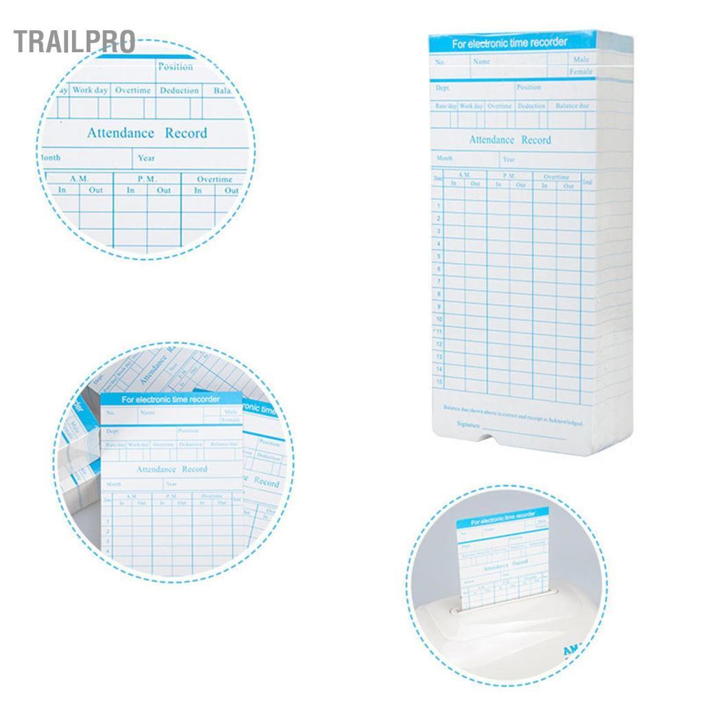 TrailPro 90 cái/gói Thẻ chấm công Thẻ chấm công 2 mặt hàng tháng 18 x 8,4cm dành cho máy ghi đồng hồ chấm công của nhân viên