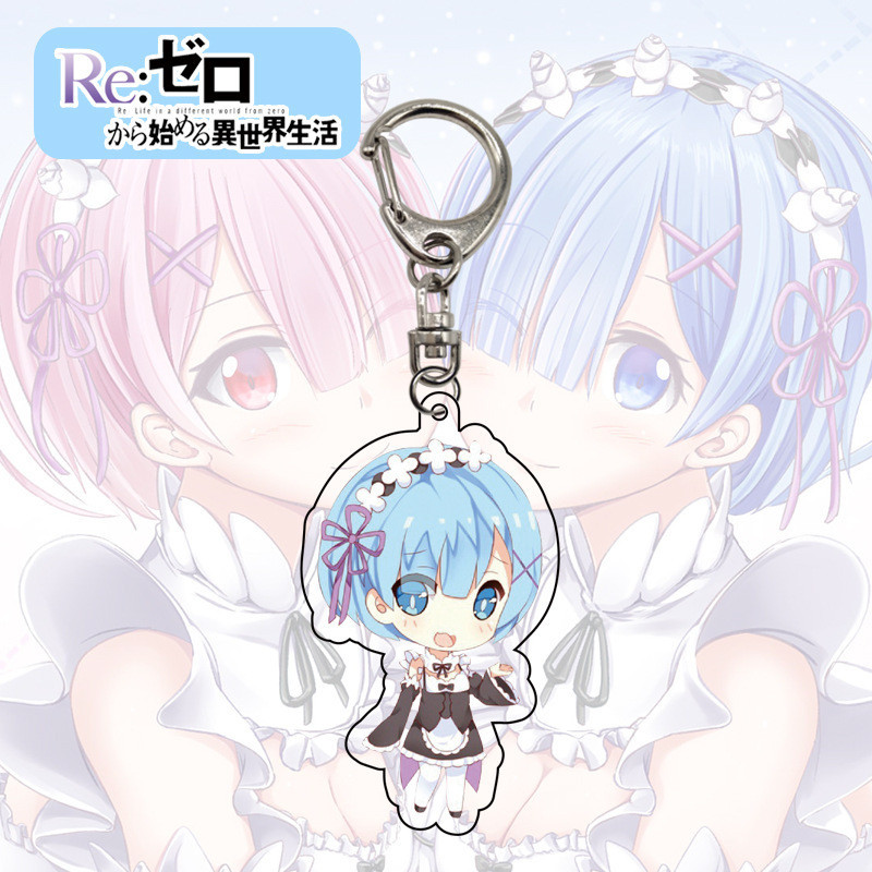 Móc khóa acrylic Anime RE:Zero -Starting World in Another World trong suốt acrylic Rem Ram mặt dây chuyền