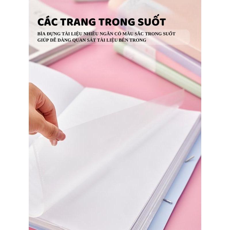 File lá A4 nhiều ngăn, File đựng giấy tờ, Tệp đựng tài liệu 30 lá 60 lá 80 lá chất liệu PP cao cấp