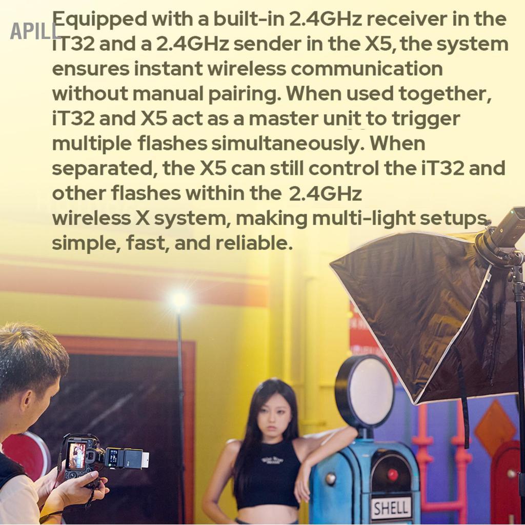 Apill Bộ kích hoạt đèn flash không dây Godox X5C TTL/HSS Tương thích với máy ảnh IT32