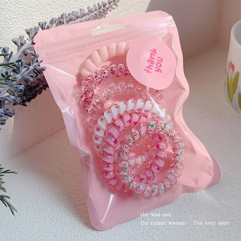 Set 6 chun cột tóc lò xò co giãn màu pastel siêu xinh, set lò xo cho nữ phong cách dễ thương Hàn Quốc