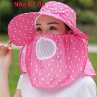 Nón chống nắng vành rộng mát có khẩu trang 2 lớp thoáng khí cho nữ