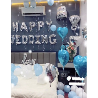 Set bóng bay trang trí phòng cưới màu xanh dương DF40