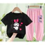 Kuromi Phim Hoạt Hình Bé Gái Hai Mảnh Bộ Áo Tay Ngắn Và Quần Dài Dễ Thương Thường Ngày Mặc Trang Phục