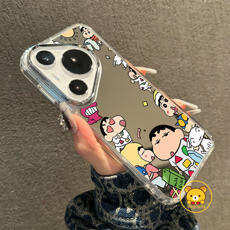 Ốp Điện Thoại Crayon Shin-chan Ngộ nghĩnh Cho iPhone 17 Air 16E 16 Pro Max 15 14 Plus 13 12 11 Pro Max X XR XS Max 8 7 6 6s Plus SE2 SE3 Vỏ Hoạt Hình Ốp Lưng Gương Dễ Thương