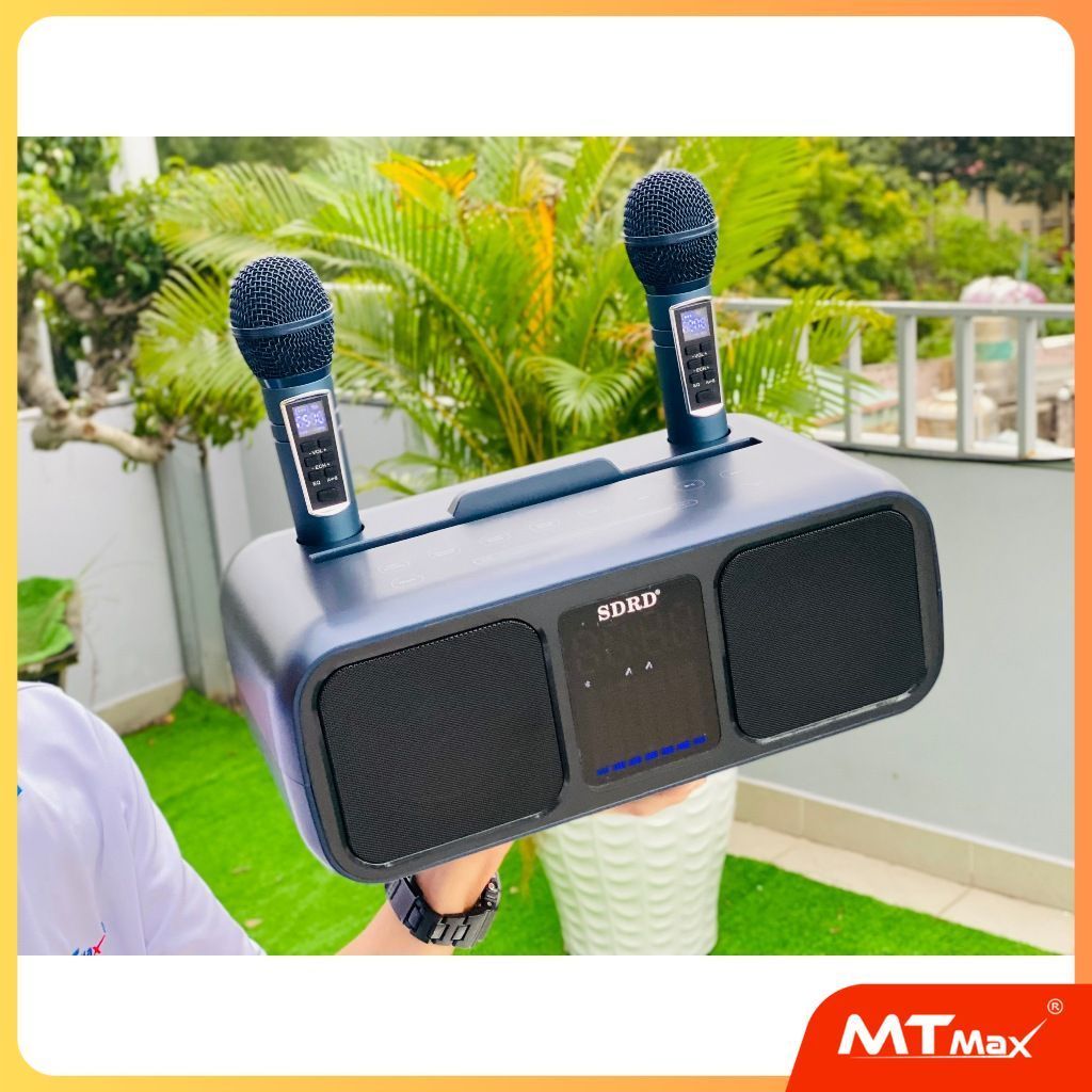 Loa karaoke bluetooth SD318 âm thanh hay nhỏ gọn Tặng kèm 2 micro không dây có màn hình LCD
