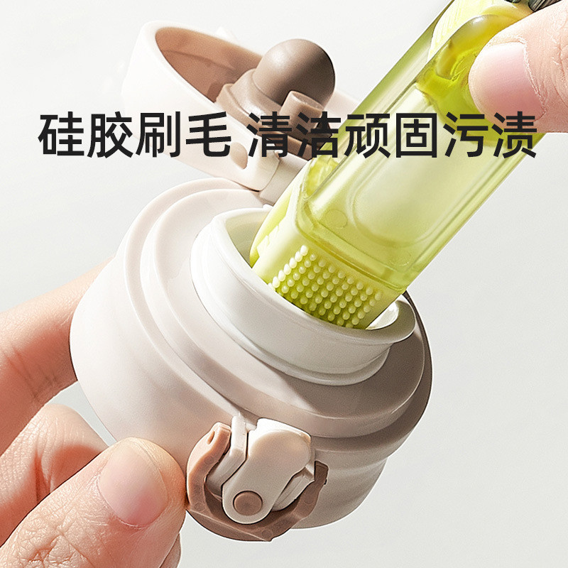 Bàn chải ba trong một cốc mới dễ thương cá sấu nhỏ giữ nhiệt cốc khoảng cách bàn chải làm sạch cốc nước đa chức năng dụng cụ làm sạch cốc nước
