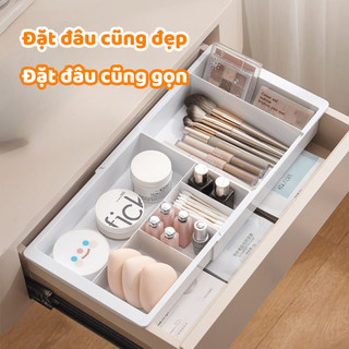 Khay Chia Ngăn Kéo Tủ Đựng Mỹ Phẩm Có Vách Ngăn, Khay Đựng Đũa Thìa Nhà Bếp Tùy Chỉnh Độ Rộng