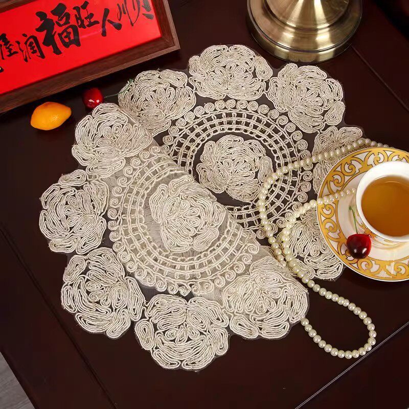 Thảm thêu Placemat Thấm hút và cách nhiệt Coaster Bình đế Thảm trải bàn nhỏ