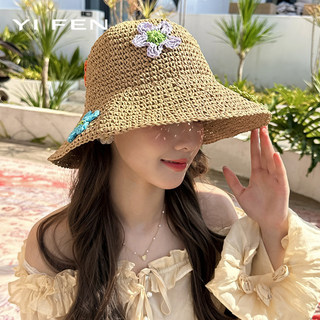 YI FEN Xuân Hè Tay Ba Chiều Mũ Chống Nắng Hoa Phong Cách Kỳ Nghỉ Đi Biển Mũ Chống Nắng