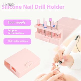 Uukendh Hộp đựng mũi khoan móng tay bằng silicon 22 lỗ Hộp đựng có thể gập lại dành cho kỹ thuật viên làm móng tay
