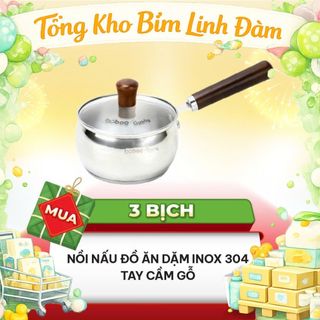 Nồi inox Gooby (3B) quấy bột, cháo, đồ ăn dặm - Quánh inox nấu cháo cho bé hàng xịn - Tổng Kho Bỉm Linh Đàm
