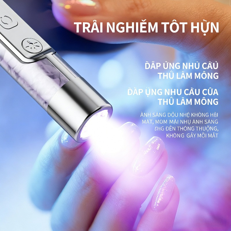 Máy mài móng cầm tay, đi kèm 11 đầu mài, 3 tốc độ, tích hợp đèn LED làm móng