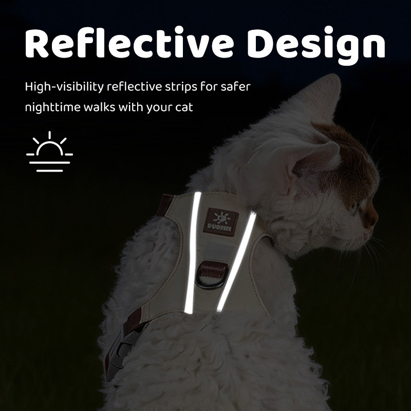 HamshMoc Kitten Dây Xích Bộ H Thiết Kế Phản Quang Không Thoát Có Thể Điều Chỉnh Áo Vest Cho Mèo Dưới 8kg