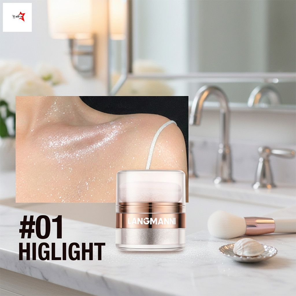 Phấn nền Highlight 4g Kiểm soát dầu nhẹ Phát sáng tự nhiên lâu trôi cho mọi loại da